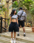 Unisex Acid Wash Shorts - Black