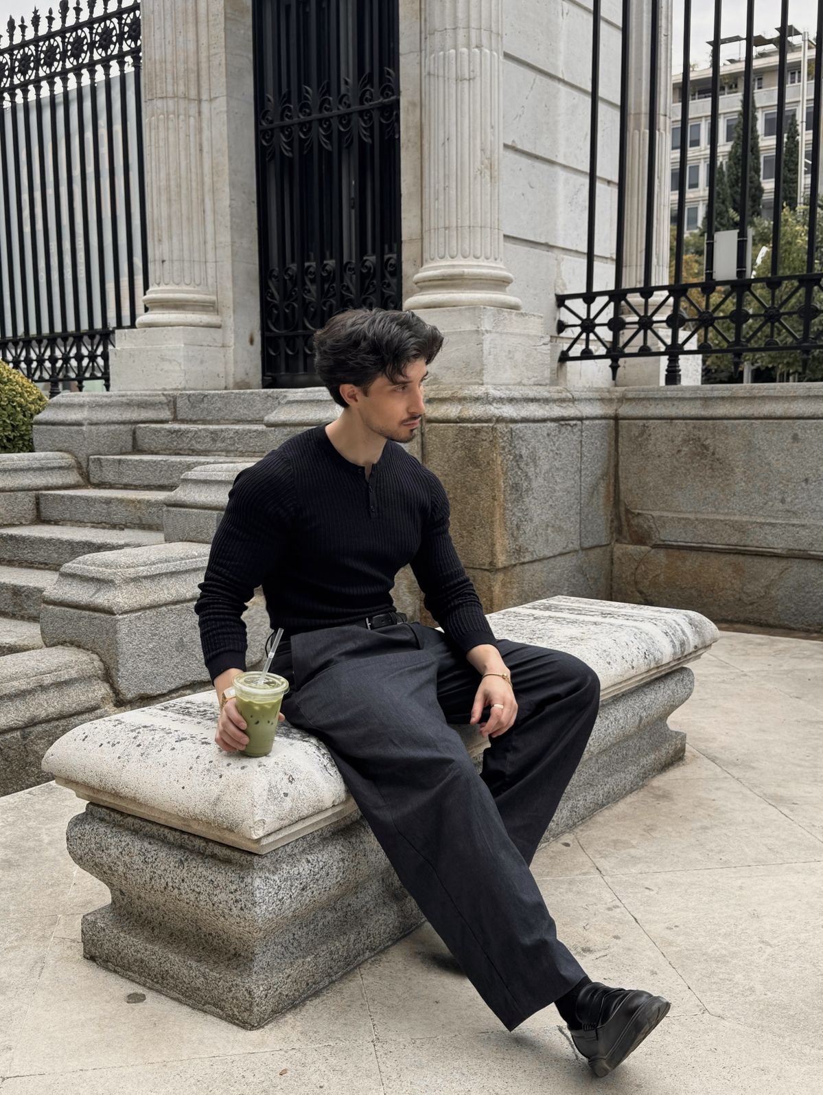 Heritage Waffle Henley | Black