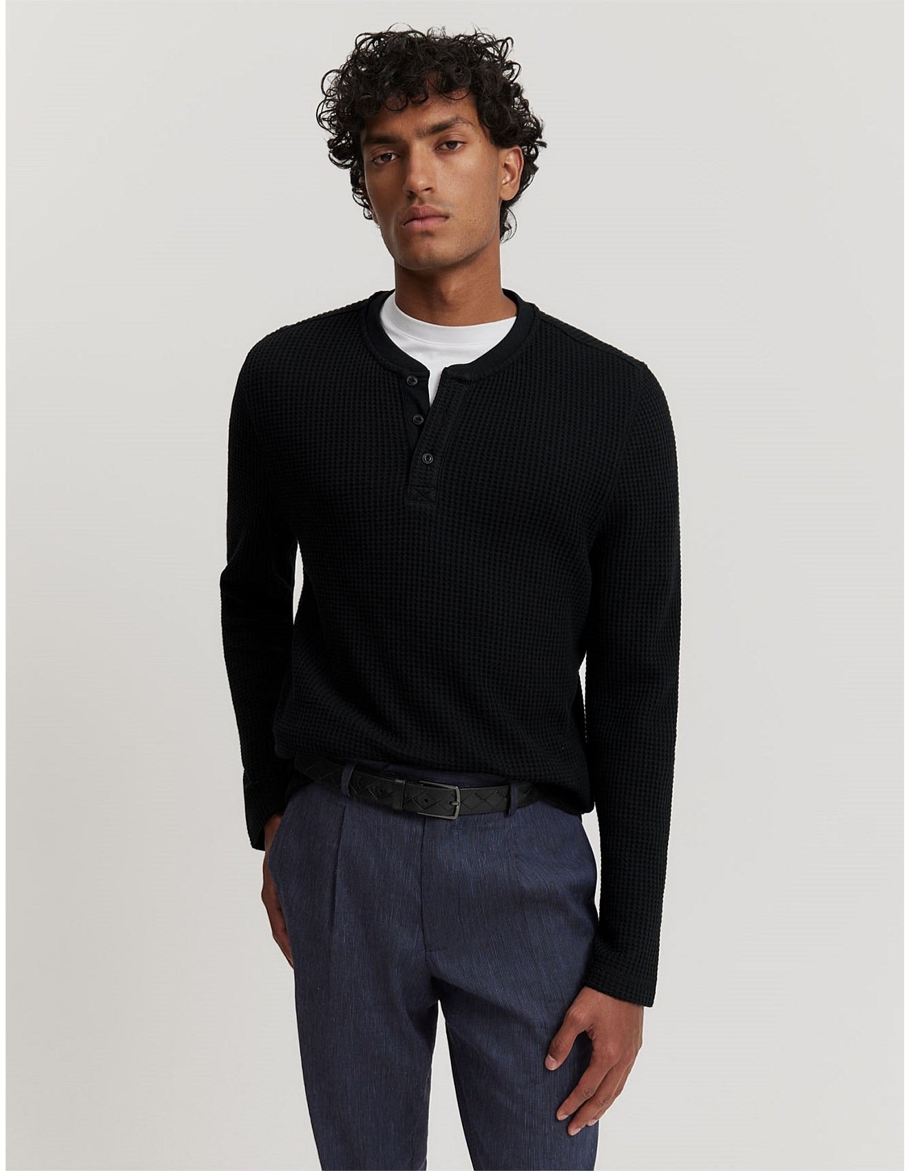 Heritage Waffle Henley | Black
