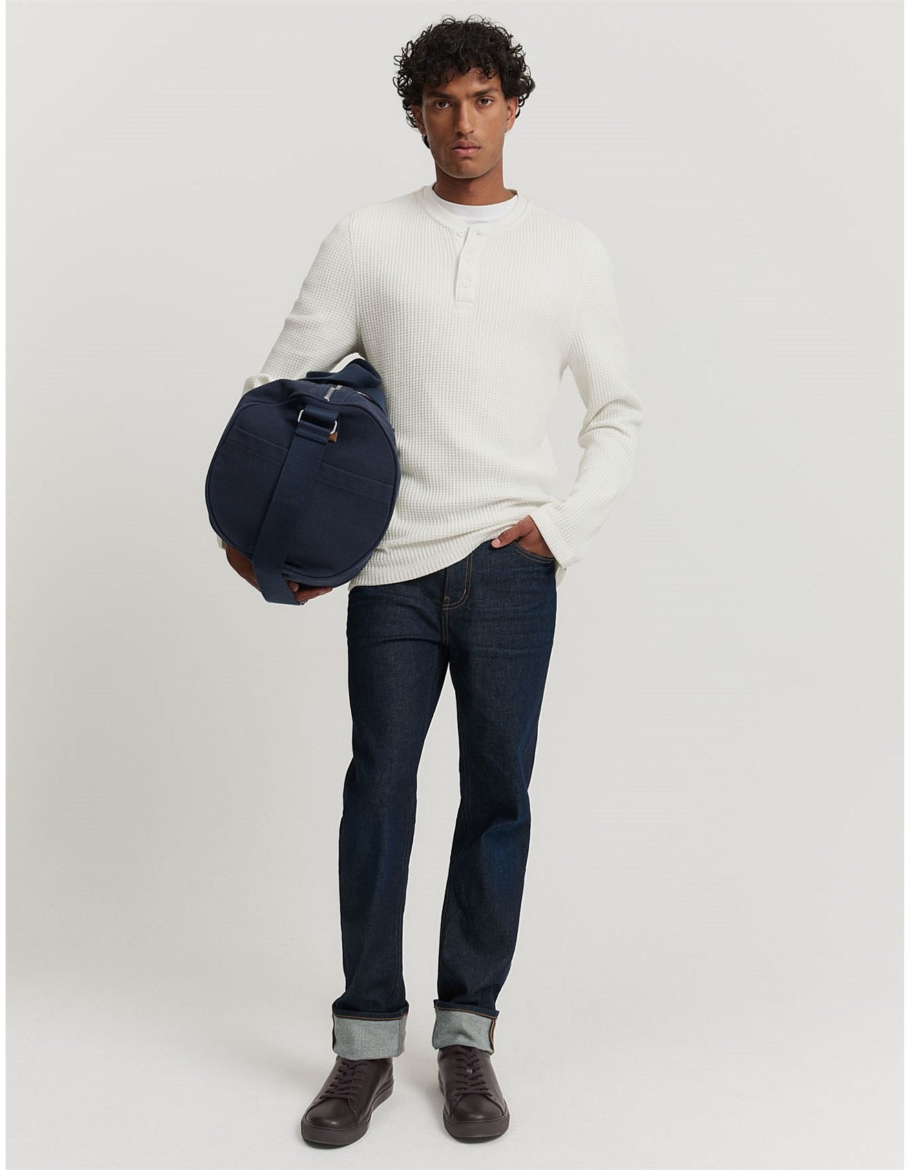 Heritage Waffle Henley | White