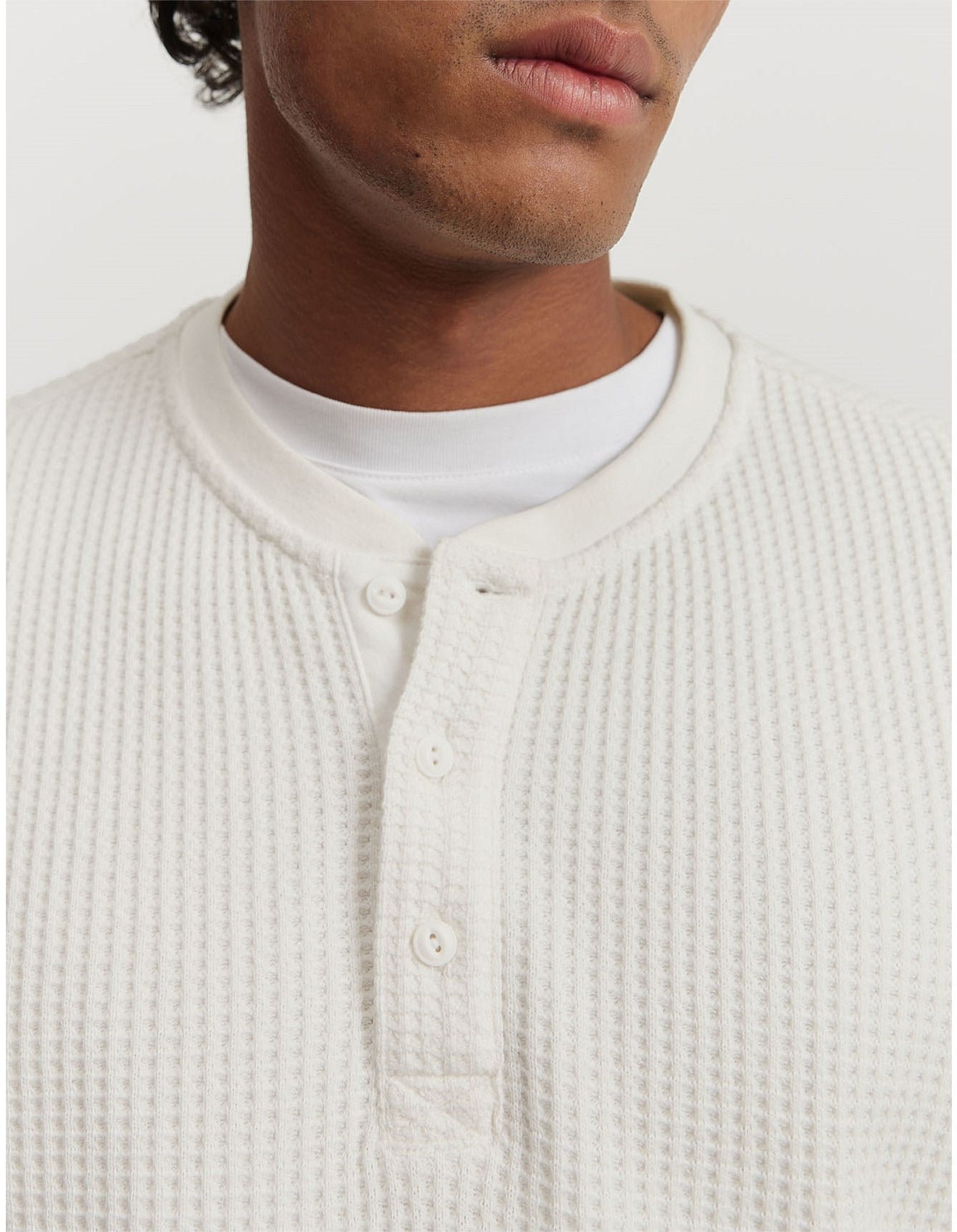 Heritage Waffle Henley | White